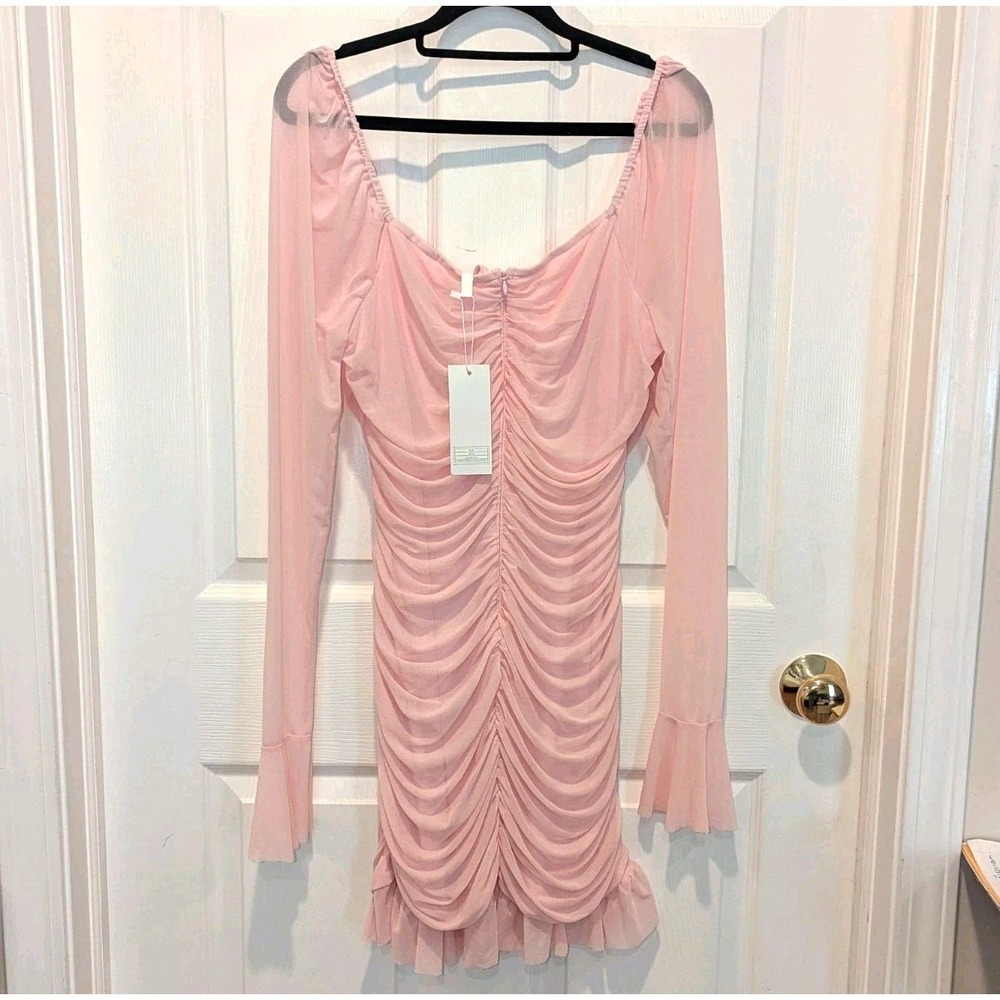 Coquette Ruched Festival Bodycon Mini Dress‎ NWT Blush Pink Y2k Party XL